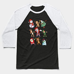 Christmas Shirt For Kids Boys Dabbing Santa Elves Xmas Baseball T-Shirt